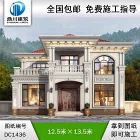 大气欧式二层别墅设计图纸及效果图_农村自建房设计,鼎川建筑