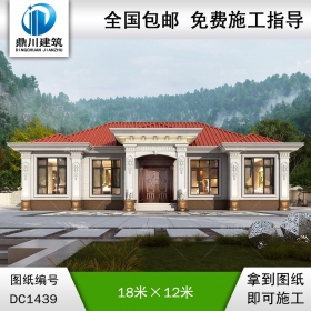 大气欧式一层别墅设计图纸及效果图_农村自建房设计,鼎川建筑